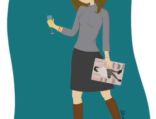 illustration féminine, illustration, working girl, bonne année, carte de voeux